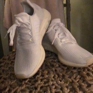 White sparkling adidas shoes